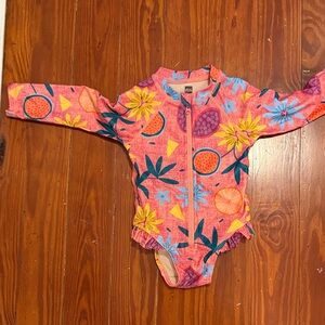 Tea Collection Pink Floral Kids Swim One Piece